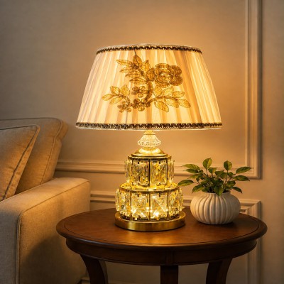 Premium Crystal & Metal Table Lamp