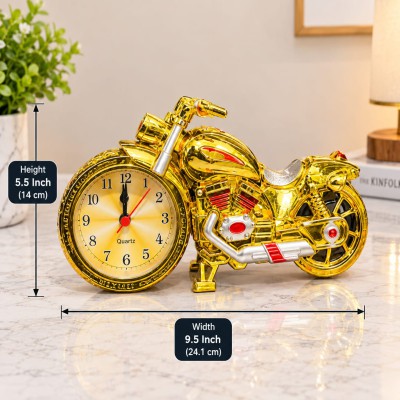 Golden Motorcycle Table Clock