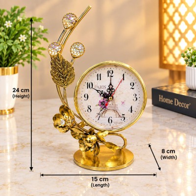 Golden Floral Paris Table Clock