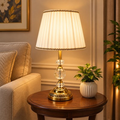 Premium Crystal & Metal Table Lamp