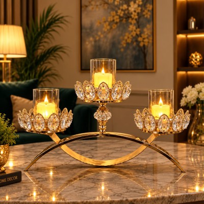 Luxury Crystal Candle Stand Set (3 Pcs)