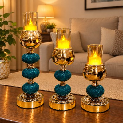 Luxury Crystal Candle Stand Set (3 Pcs)