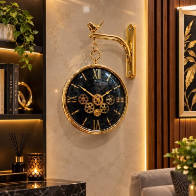 Description: Premium Black Dial Gold Gear Clock