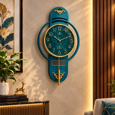 Premium Cyan & Gold Pendulum Clock