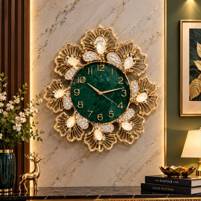 Premium Floral Crystal Wall Clock