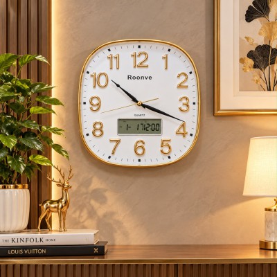 Premium White & Gold Digital Wall Clock