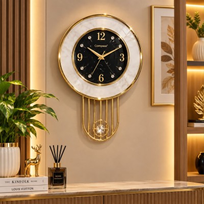 Elegant crystal stone & fiber wall clock