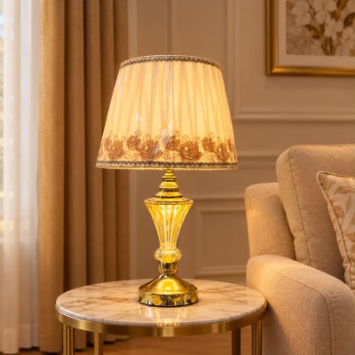 Premium Crystal & Metal Table Lamp