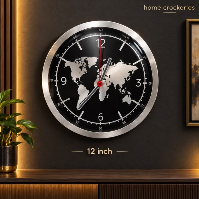 Premium Silver World Map Quartz Clock