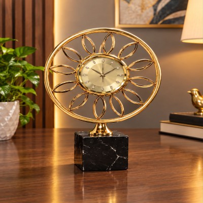 Premium Golden Bloom Table Clock