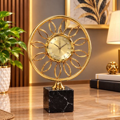 Premium Golden Bloom Table Clock